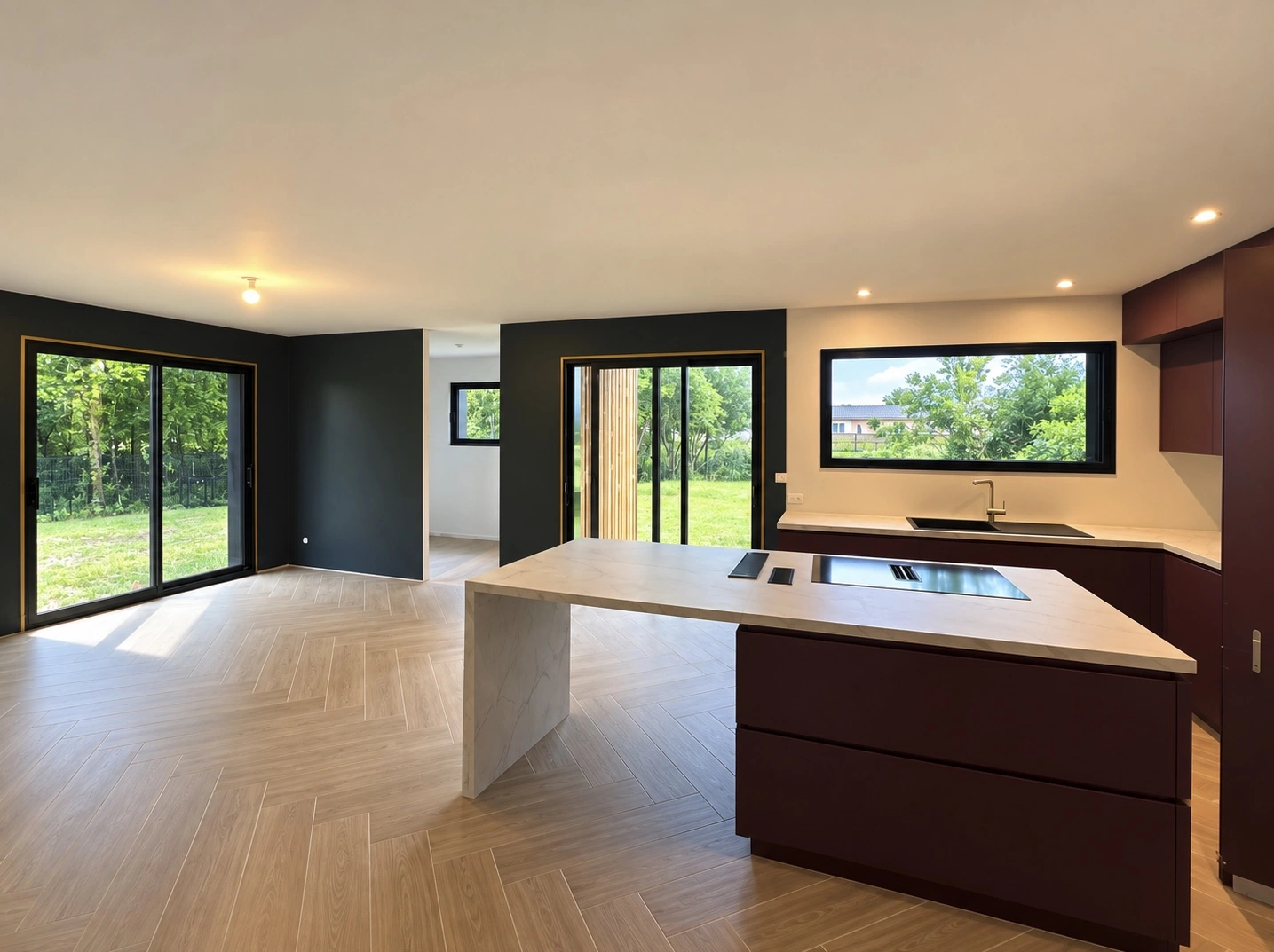 Construction d’une maison neuve avec cuisine contemporaine